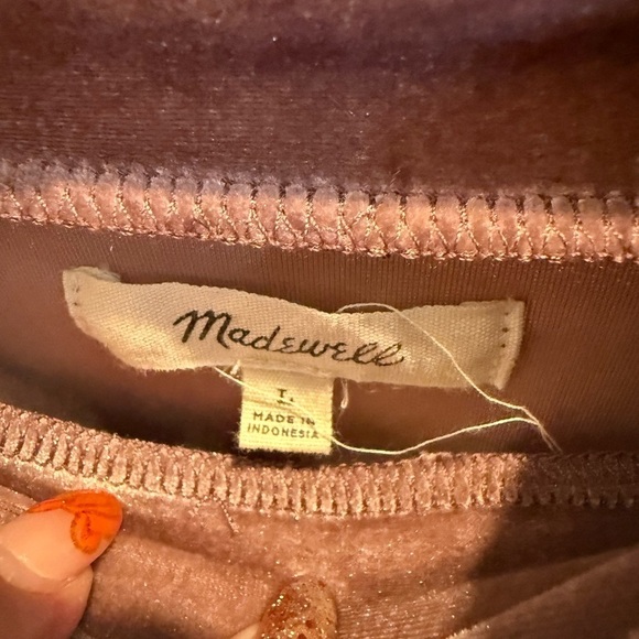 Madewell Velvet Mini Dress L Rose Pink Mock Neck Y2K Soft Girl Party Date Night - Picture 3 of 3